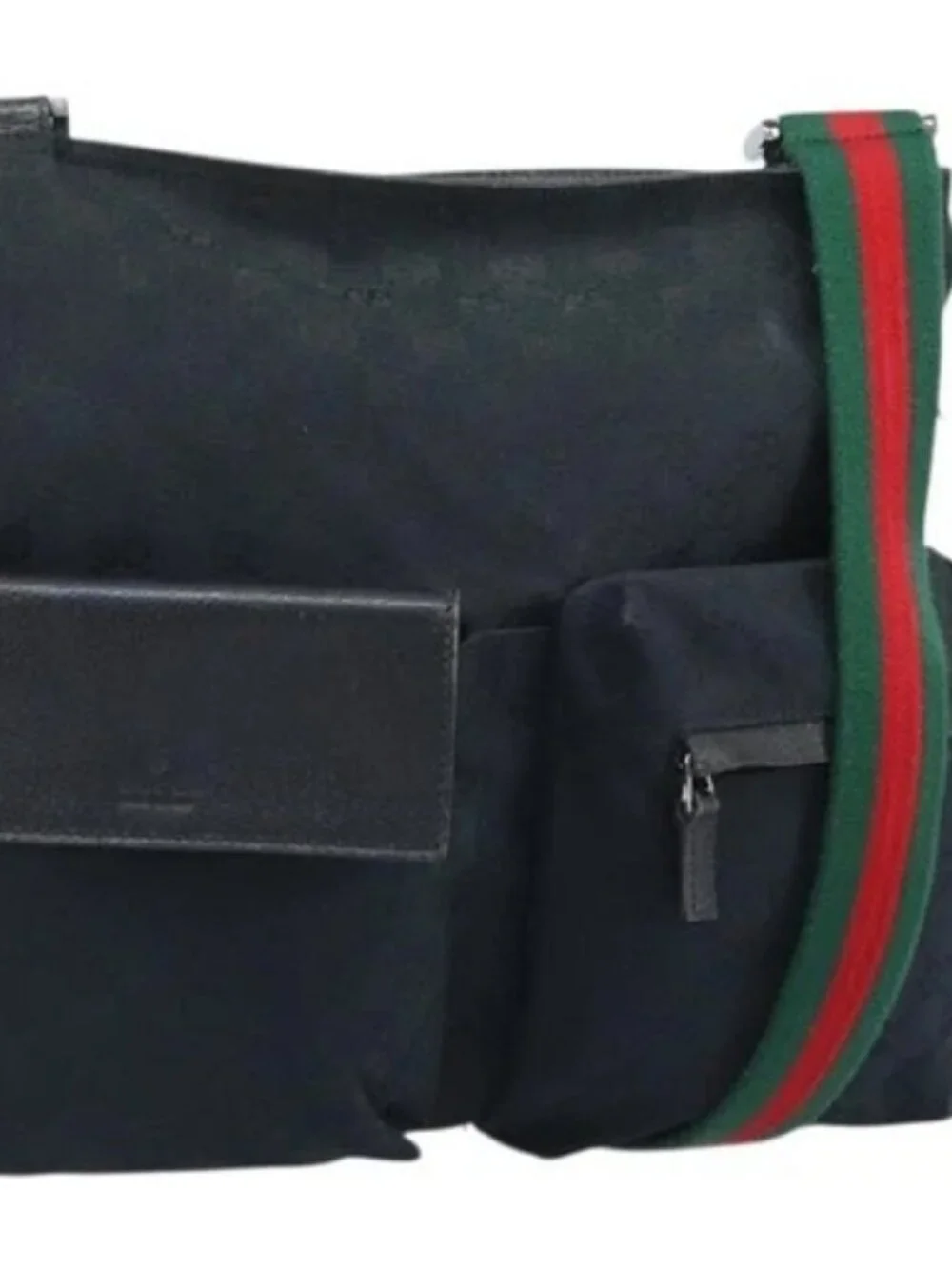 GUCCI GG Canvas Web Sherry Line Shoulder Bag Black Red Green 169937 Auth YKZ350